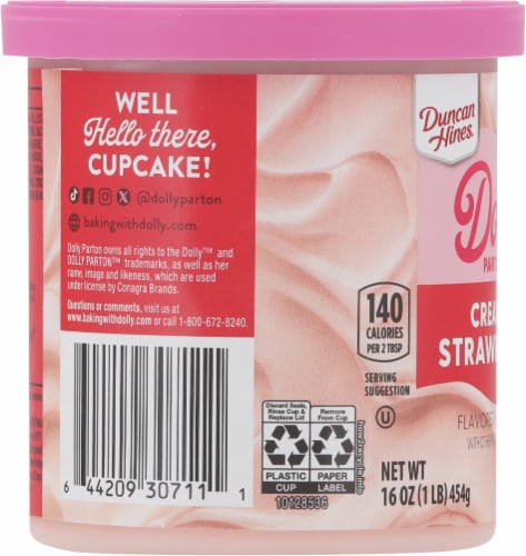 Duncan Hines® Dolly Parton's Creamy Strawberry Flavored Frosting Perspective: left
