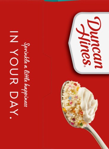 Duncan Hines Confetti Cake with Vanilla Frosting Mug Mix 4 Count Perspective: left