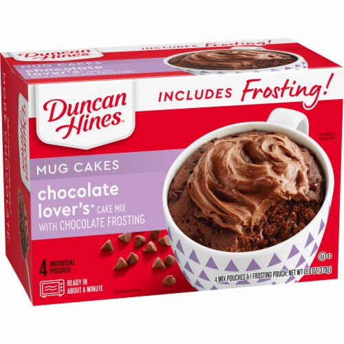 Duncan Hines Chocolate Lover's Cake with Chocolate Frosting Mug Mix Perspective: left