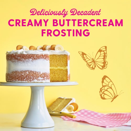 Duncan Hines Dolly Parton's Favorite Creamy Buttercream Flavored Cake Frosting Perspective: left