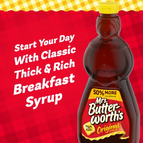 Mrs. Butterworth's Original Thick And Rich Pancake Syrup Perspective: left