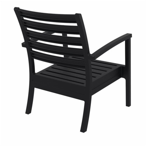 Siesta ISP004-BLA-CCH Artemis XL Outdoor Club Chair with Sunbrella Charcoal Cushion - Black - Perspective: left