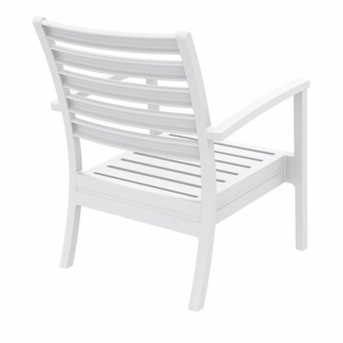 Siesta ISP004-WHI-CCH Artemis XL Outdoor Club Chair with Sunbrella Charcoal Cushion - White - Perspective: left