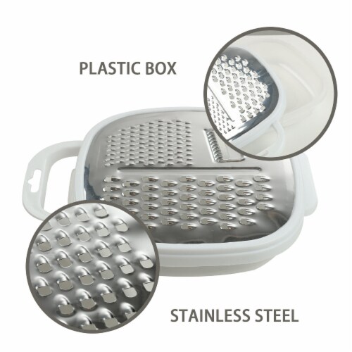 Kitcheniva Stainless Steel 3 in 1 Cheese Grater With Container And Lid Perspective: left