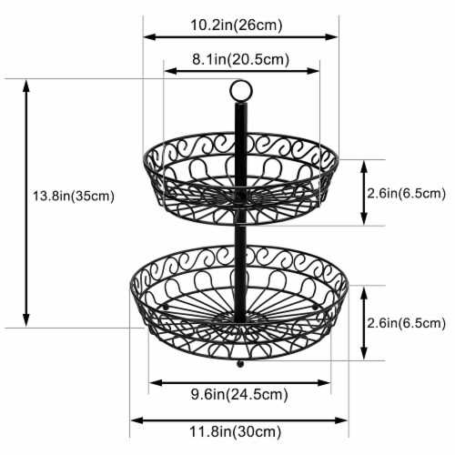 Kitcheniva Countertop Fruit Basket Stand - 2 Tier Perspective: left