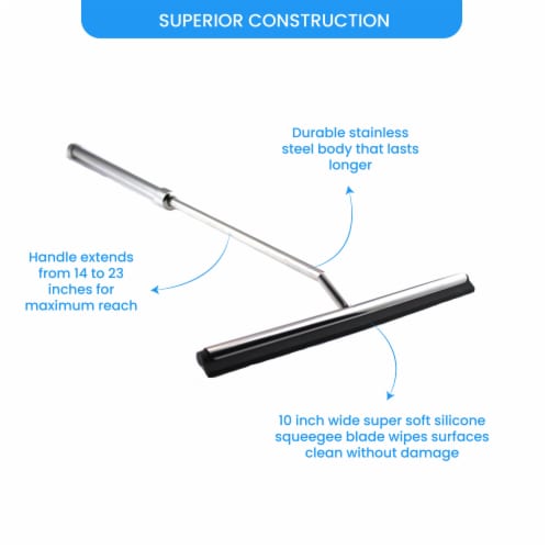 Grand Fusion Stainless Steel Shower Squeegee with Telescoping Handle Perspective: left