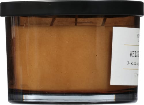 Foundry™ Candle Co. Whiskey + Oak 3 Whick Soy Wax Candle Perspective: left