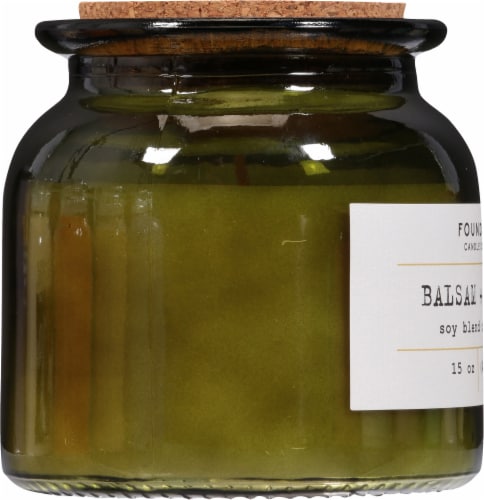 Foundry Candle Co. Balsam + Pine Soy Wax Candle - Dark Green Perspective: left