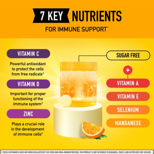 Airborne Immune Support Vitamin C Zesty Orange Effervescent Tablets Perspective: left