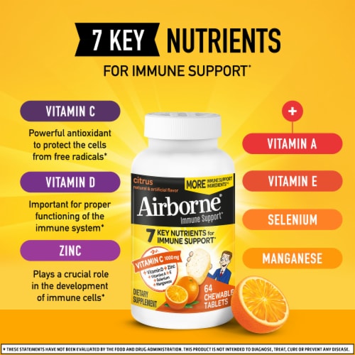 Airborne Vitamin C Citrus Chewable Tablets Perspective: left
