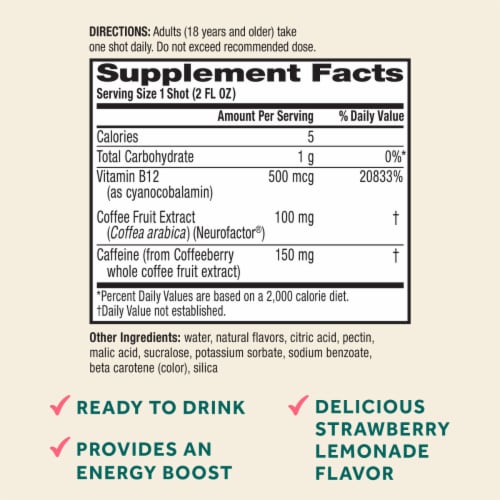 Neuriva Brain + Energy Strawberry Lemonade Dietary Supplement Perspective: left