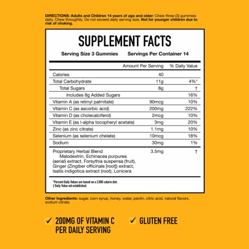 Airborne Immune Support Honey Lemon Gummies Perspective: left