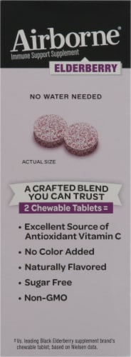 Airborne Elderberry Extract + Vitamin C Chewable Supplement Tablets Perspective: left