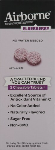Airborne Elderberry Extract + Vitamin C Chewable Supplement Tablets Perspective: left