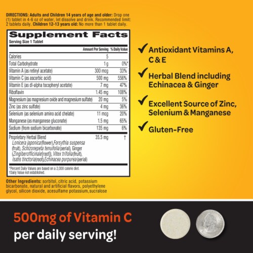 Airborne® Simply-C Zesty Orange Immune Support Tablets Perspective: left