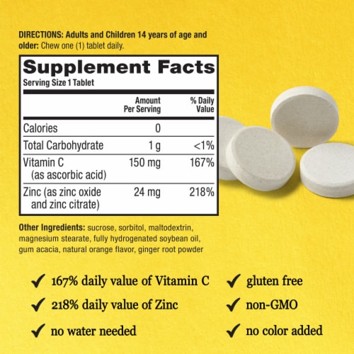 Airborne Orange Zinc + Vitamin C Immune Support Chewable Tablets Perspective: left