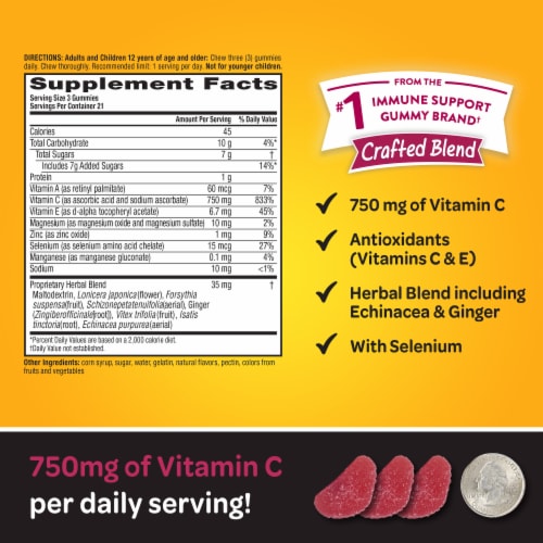 Airborne Immune Support Blueberry Pomegranate Gummies Perspective: left