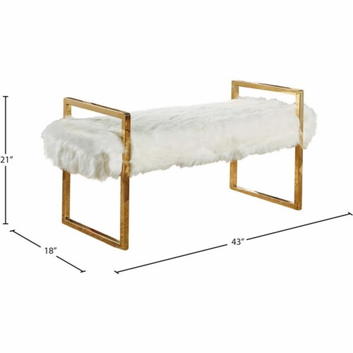 Meridian Furniture Chloe White Fur Bench Meridian Furniture Chloe White Fur Bench
