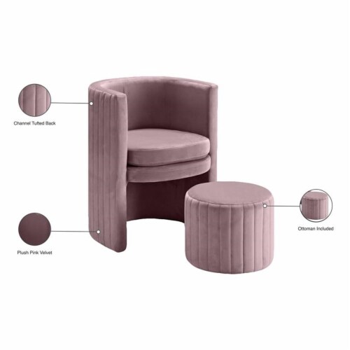 Pink chair online and ottoman set