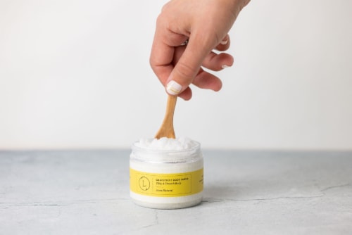 Grapefruit Body Salt Scrub - Moisturizing and fresh Perspective: left