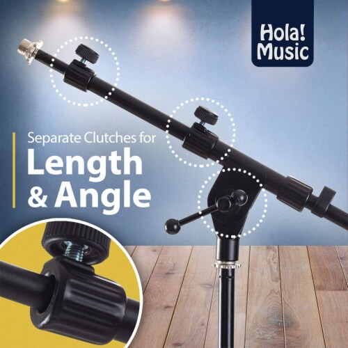 Hola! Music Adjustable Height Studio Microphone Stand with Weighted Base, Black Perspective: left