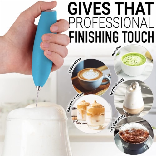 Zulay Kitchen Milk Frother with Stand - Teal Perspective: left