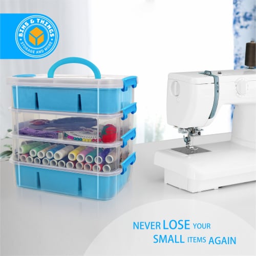 Bins  Things 4 Trays Light Blue Craft Organizers & Storage Box Perspective: left
