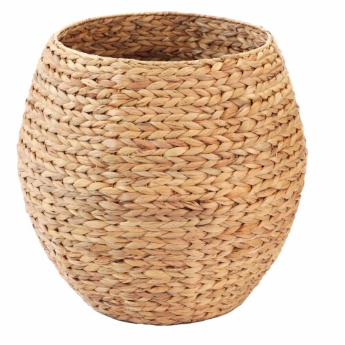 Wickerwise Water Hyacinth Natural Multipurpose Barrel Storage Tub With Lid Ottoman Stool Perspective: left