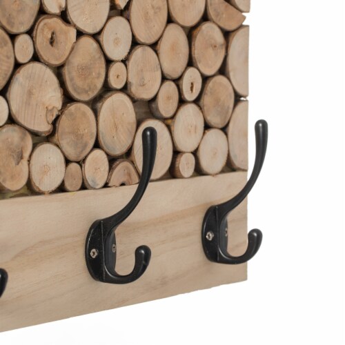 Natural Wood Hook Rack with Five Hooks for Entryway, Office, Bedroom, and  Playroom, 1 unit - City Market