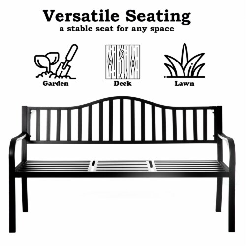 Gardenised Outdoor Powder Coated Steel Park Bench with Pop up Middle Table One Size Pick n Save