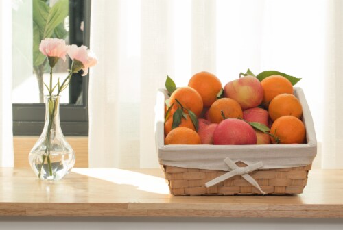 Wooden Angled Display Basket with Fabric Liner for Storage and Display Perspective: left