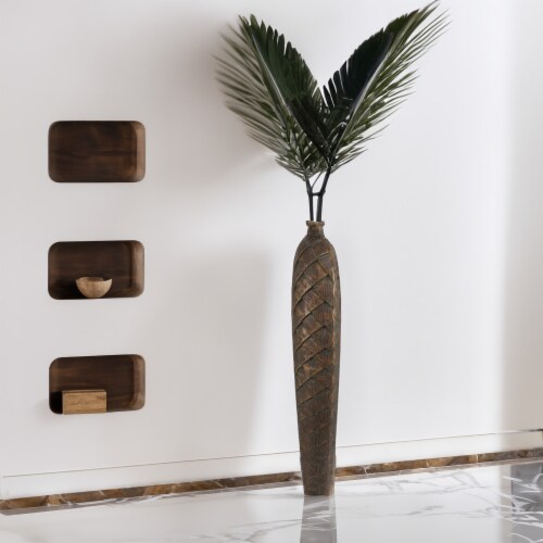 Tall Cylinder Antique Style Designed Floor Vase for Entryway Dining or Living Room, Ceramic Perspective: left