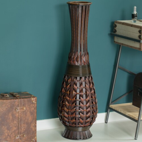 Antique Trumpet Style Brown Bamboo Floor Vase 36 inch Tall Vase for Entryway or Living Room 1 Fred Meyer