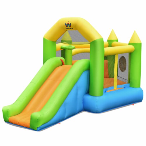 Inflatable Slide Bouncer Ball Pit Basketball Dart Game Without Blower Perspective: left