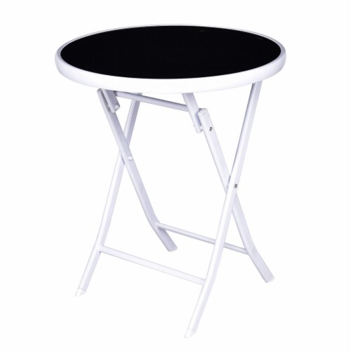 Costway 3 PCS Folding Bistro Table Chairs Set Garden Backyard Patio Furniture Black Perspective: left
