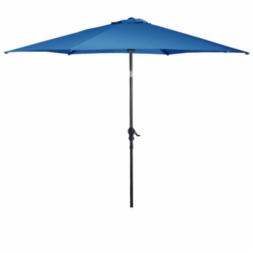 Costway 9FT Patio Umbrella Patio Market Steel Tilt W/ Crank Outdoor Yard Garden Blue Perspective: left