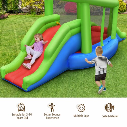 Inflatable Snail Bounce House Dual Slide Basketball Game Without Blower Perspective: left