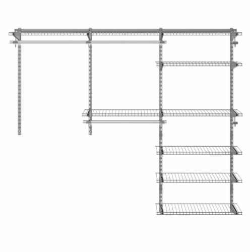 Custom Closet Organizer Kit 4 to 6 FT Wall-mounted Closet System w/Hang Rod Grey Perspective: left