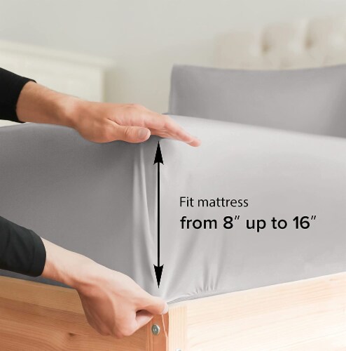 CGK Linens 6 Piece Microfiber Solid Sheet Set - Full - Light Grey Perspective: left