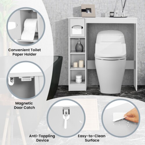 Costway Wooden Over The Toilet Storage Cabinet Spacesaver