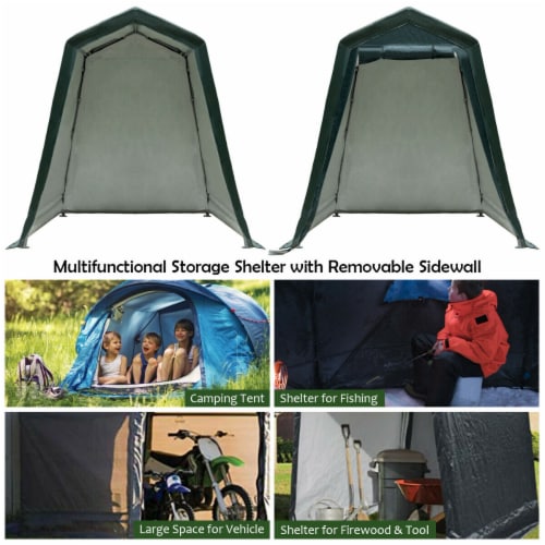 6'x8' Patio Tent Carport Storage Shelter Shed Car Canopy Heavy Duty Green Perspective: left