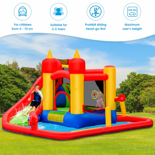 Costway Inflatable Water Slide Jumping Bounce House Bouncy Splash Park Perspective: left