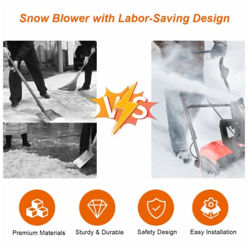 18 15 Amp Electric Snow Thrower Corded Snow Blower Driveway Patio Perspective: left