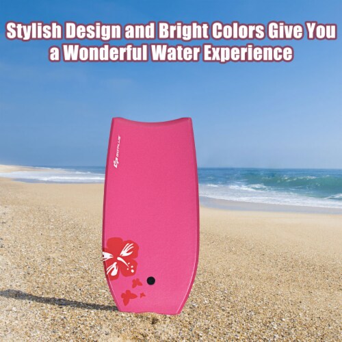 Goplus 41'' Super Lightweight Bodyboard Surfing W/Leash EPS Core Boarding IXPE Pink Perspective: left