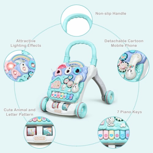 Baby Sit-to-Stand Learning Walker Toddler Activity Center Musical Toy w/ Lights Perspective: left