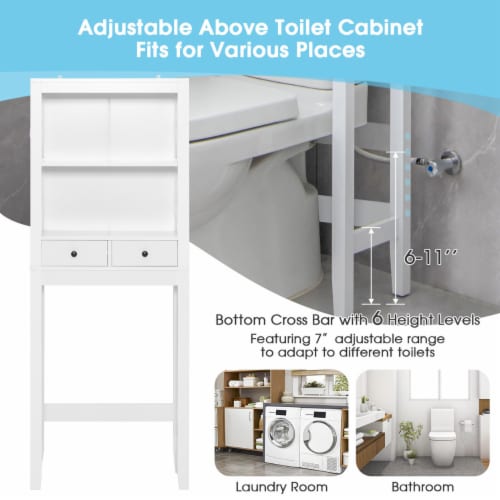 Costway Over the Toilet Storage Rack Bathroom Space Saver w/ 2 Open Shelves & Drawers Perspective: left