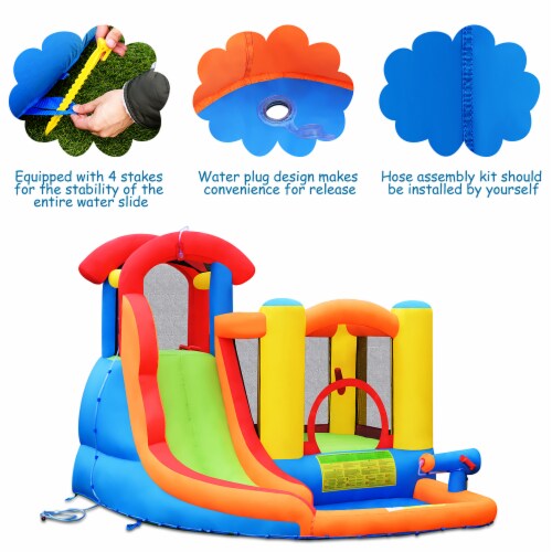 Costway Inflatable Bounce House Water Slide w/ Climbing Wall Splash Pool Water Cannon Perspective: left