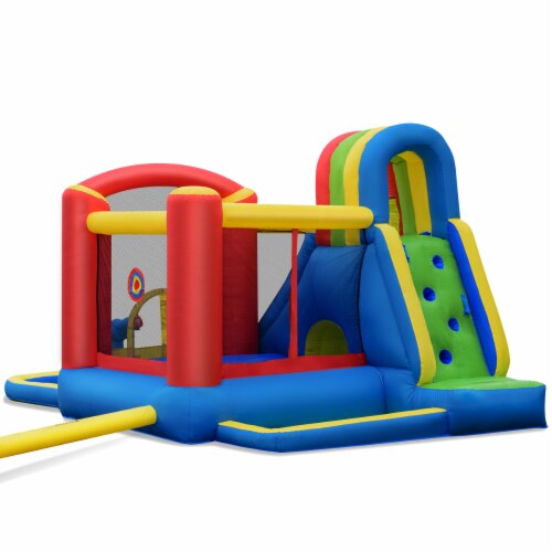 Gymax Inflatable Bounce House Slide Splash Pool Climbing Wall Park w/ Blower Perspective: left