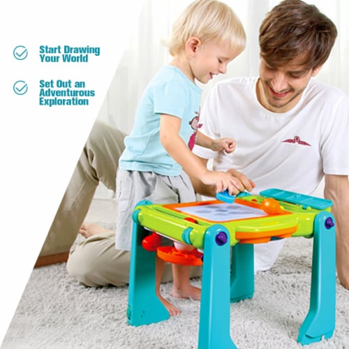 Costway 3 in 1 Sit to Stand Learning Walker Kids Activity Center Perspective: left
