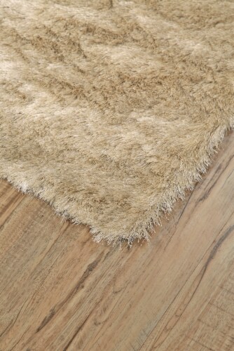 Feizy Rugs Indochine Plush Shag Area Rug with Metallic Sheen - Cream/Beige Perspective: left